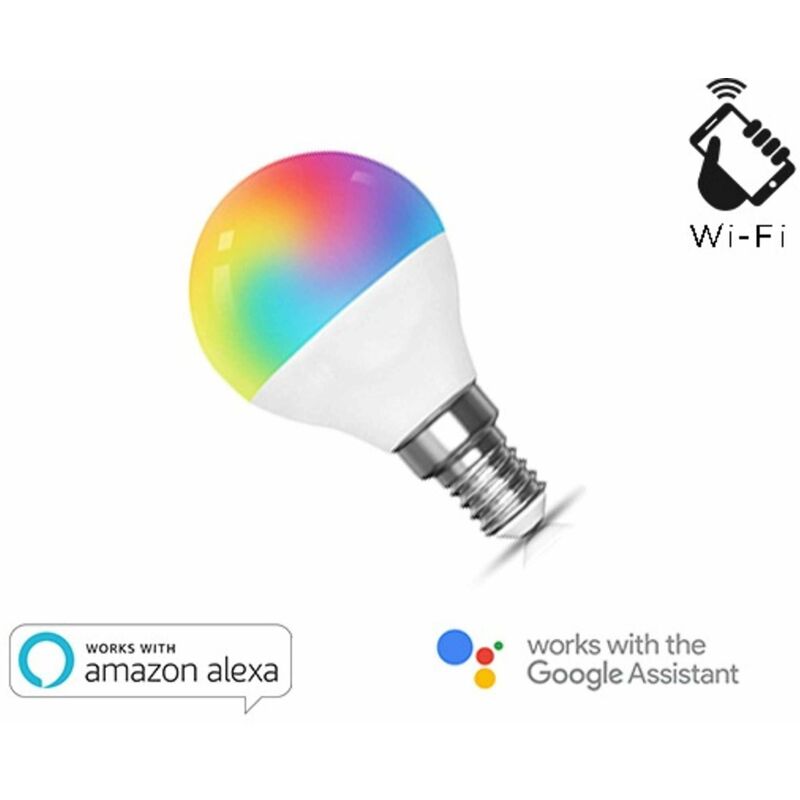 Image of Lampada led smart EE-45WE14G rgb + bianco caldo E14 G45 dimmerabile wifi - alexa e google home