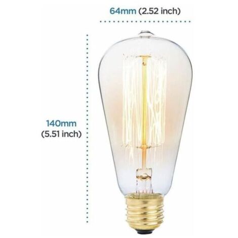 lampadine a incandescenza Edison E26 da 60W, 220V, ST64, stile retrò, 64 mm x 140 mm
