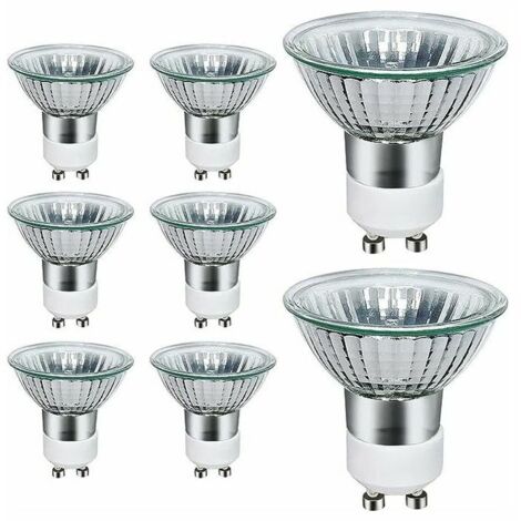 Lampadine alogene GU10, confezione da 8 faretti alogeni GU10 da 50 W, CA 220 V-240 V, 700 lumen, bianco caldo 3000 K, angolo del fascio di 40°,