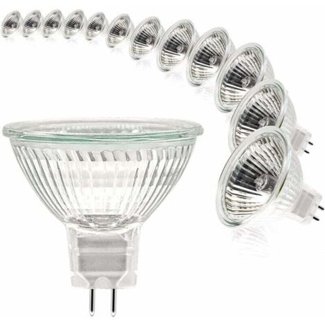 Lampadine alogene, lampadina spot MR16, lampadina 12V 35W, lampadina GU5.3, lampadina MR16 dimmerabile, lampadine alogene bianco caldo 2700K a 2 pin, confezione da 12 (MR16-35W-12P)