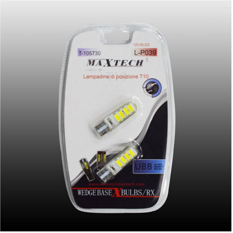 Lampadine Di Posizione 12v - 8 Led T10 Maxtech L-p039 Lampadine Ultra Luminose