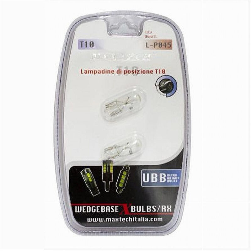 MaxTech - Lampadine Di Posizione T10 Maxtech L-p045 12v - 3w Lampadine Ultra Luminose -