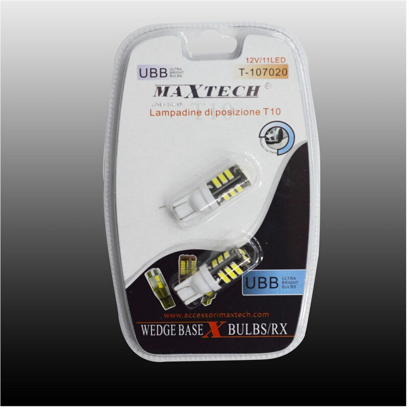 MaxTech - Lampadine Di Posizione T10 Maxtech T-107020 12v / 11led Lampadine Ultra Luminose -
