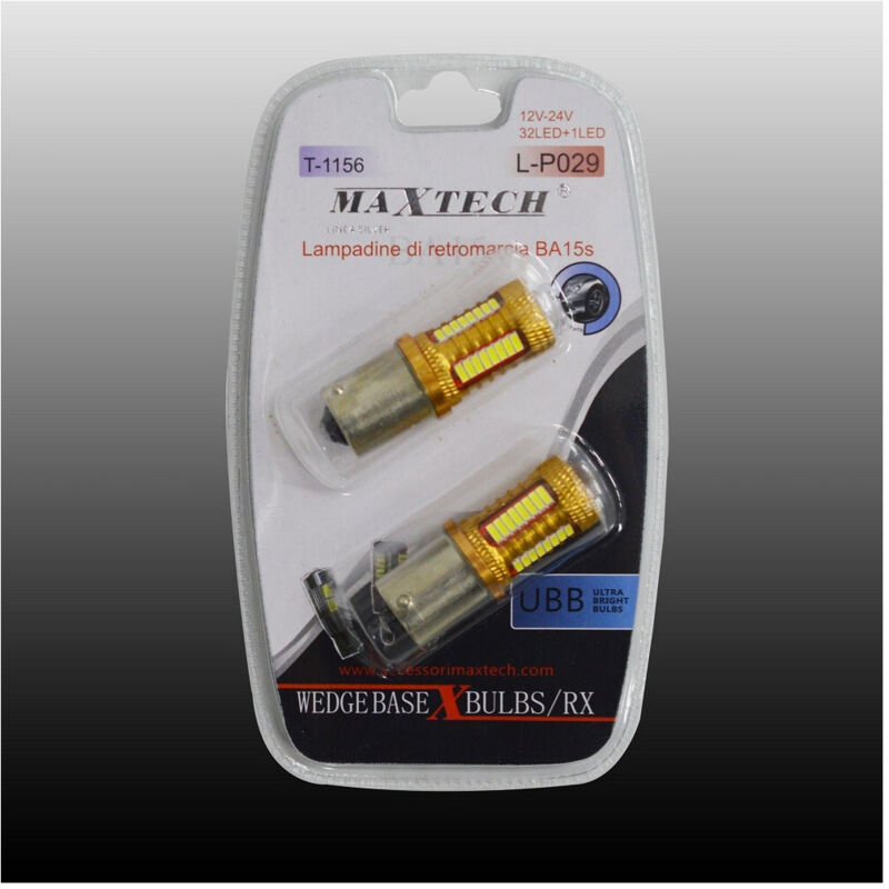 MaxTech - Lampadine Di Retromarcia Ba15s 12v-24v 32led+1led Ultra Luminose Maxtech L-p029 -