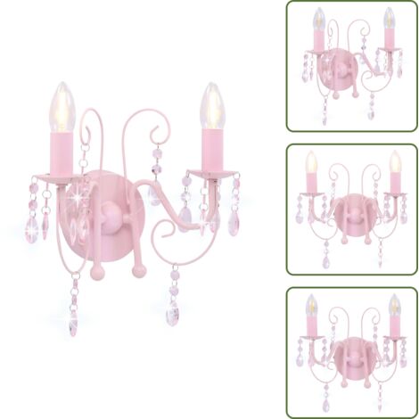 Lampadine e14 - vidaXL Lampada da Muro con Perle Rosa 2 Lampadine E14 - Lampada rosa