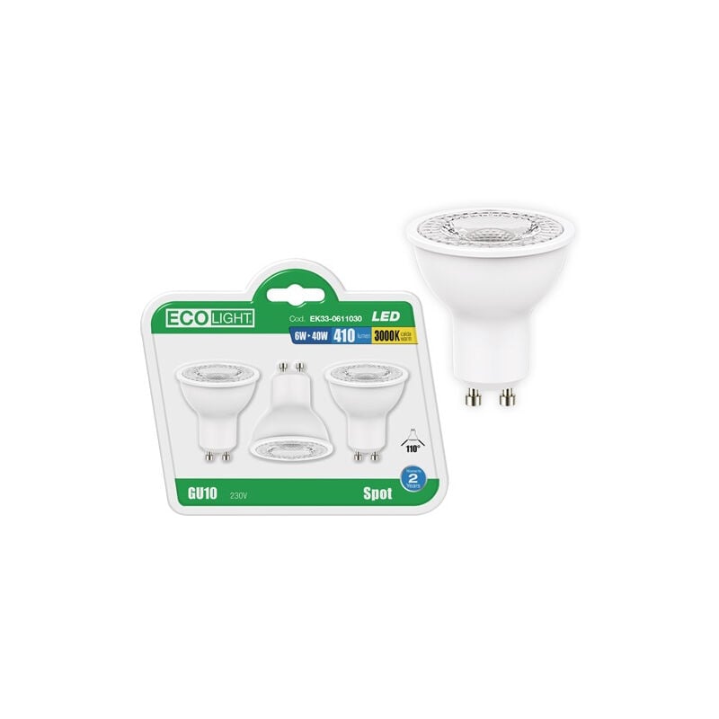 Fraschetti - Kit 3 Lampadine a led GU10 per faretti EcoLight - 6000K - Fredda