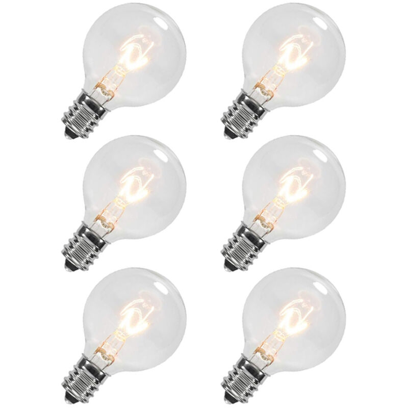 Set 6 Lampadine G40 di Ricambio 220V 7W – Attacco E12, Globo Trasparente, Luce Calda per Catene Luminose Interno ed Esterno