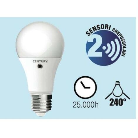 LAMPADINE LAMPADINA CENTURY LED SFERA CON SENSORE CREPUSCOLARE E27 - 10W (60W)