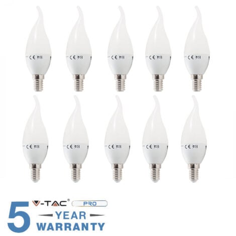 LAMPADINE LAMPADINA LED E14 FIAMMA 4W 30 W V-TAC LUCE FREDDA 10 PEZZI