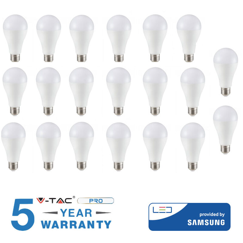 Image of 20 lampadine led 15W E27 V-tac lampadina samsung luce calda