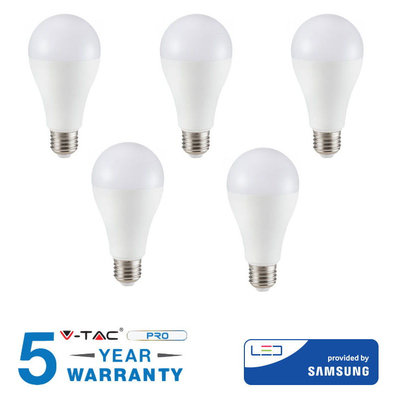 Image of 5 lampadine led 15W E27 V-tac lampadina samsung luce calda