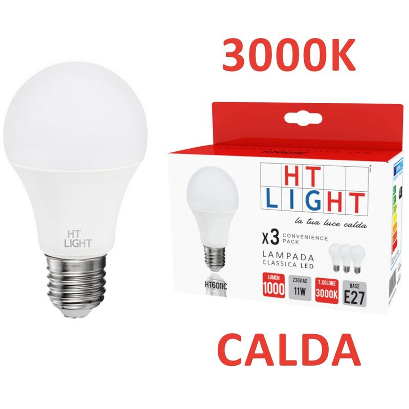 Image of Alca power lampadine a led da 11w 230v e27 3000k confezione da 3pz