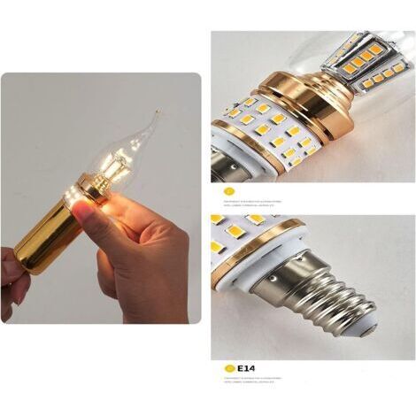 Lampadine LED a candela CCYKXA E14 da 10W, piccole lampadine a candelabro a vite, non dimmerabili, bianco caldo 3000K, lampade vintage a risparmio energetico (equivalenti a 90W), confezione da 6