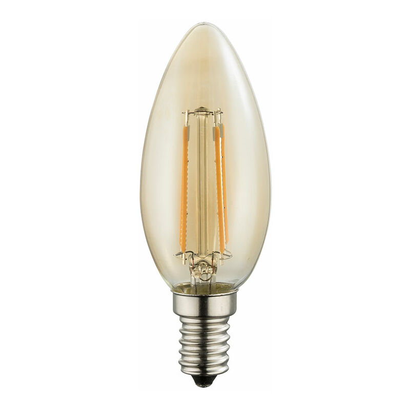 Image of Lampadine led a filamento retrò Lampadine vintage Lampadina a candela E14, vetro ambra, 4 watt 350 lumen 2200 Kelvin bianco caldo, DxH 3,5x9,8 cm