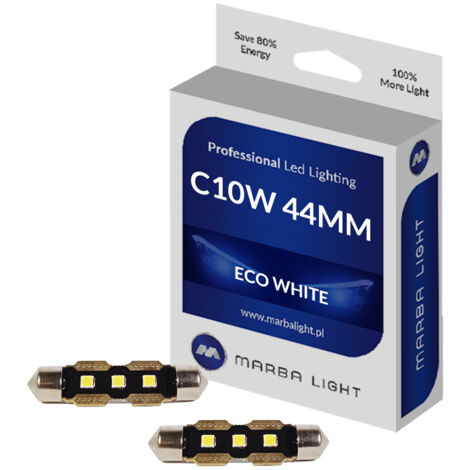 Lampadine LED C10W 44MM 3 LED 12V MLEC Bianco 6000k
