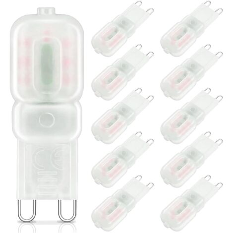 Lampadine LED dimmerabili G9 3W (sostituzione per lampada alogena da 25W, 220V CA, angolo del fascio di 360 gradi, confezione da 10), bianco caldo 3000K