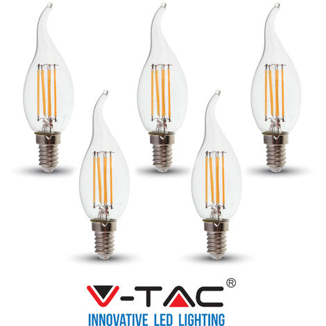 V-TAC VT-1997 Lampadina LED E14 4W Candela a Fiamma a Filamento Bianco  naturale - 4000K