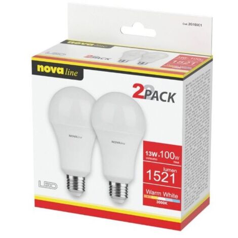 Lampadine led e27 13w goccia luce calda 1x2pz 3000k NOVALINE