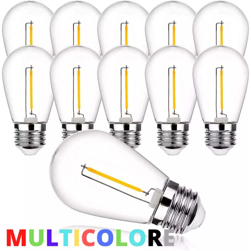 Lampadine LED E27 Luce Calda/Naturale/Fredda 1W=11W Filamento Vintage SET DA 10 Multicolore