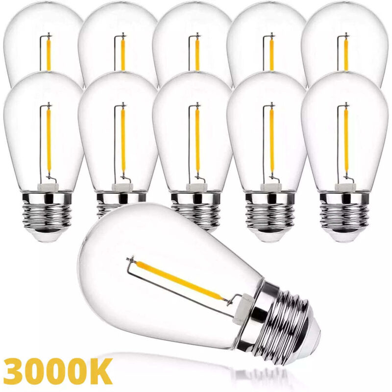 Lampadine LED E27 Luce Calda/Naturale/Fredda 1W=11W Filamento Vintage SET DA 10 3000K