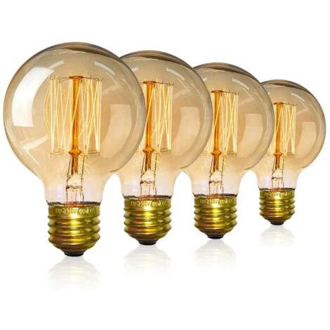 Lampadine LED G80 Edison E27 4 pezzi – 40W – Dimmerabili – Luce calda – Lampadine vintage per lampade e sospensioni