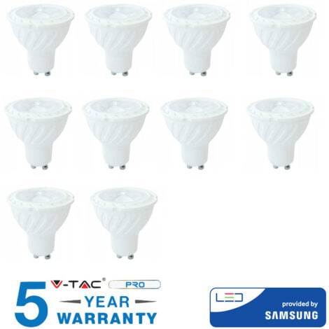 LAMPADINE LED GU10 V-TAC LAMPADINA FARETTO 7 WATT LUCE FREDDA 10 PEZZI