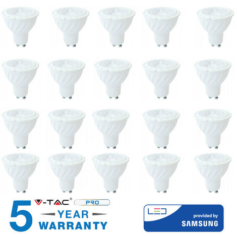 LAMPADINE LED GU10 V-TAC LAMPADINA FARETTO 7 WATT LUCE NATURALE 20 PEZZI