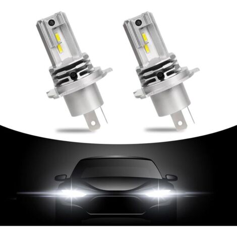 Lampadine LED H4 da 2 pezzi, bianco 6500K, 60W estremamente luminose, fari plug and play da 12V per auto e moto