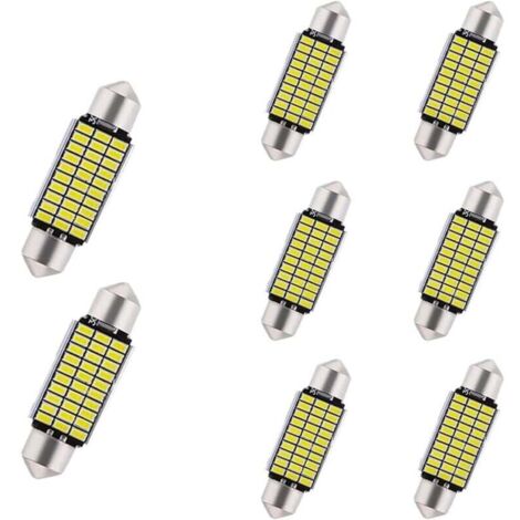 Lampadine LED per auto da 8 pezzi, senza errori Canbus, 39 mm, 12 V, 6500 K, 600 LM, lampadine LED con chipset 33MSD-3014, luci di posizione per interni auto CW5, lampadina per targa, bianco