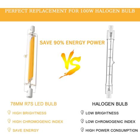 Lampadine LED R7S 78mm dimmerabili, lampadina LED R7S 10W equivalente a lampada alogena 100W, senza sfarfallio, lampadina LED R7S bianco caldo 3000K 1000LM, angolo di fascio di illuminazione 360°, CA 