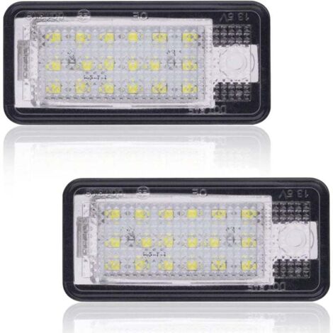 Lampadine per targa a LED per auto, super luminose, senza errori, CanBus, 6000K, bianco xeno 18SMD, 2 pezzi, luci targa a LED per A/Udi A3 S3 A4 S4 A6 S6 C6 A8 S8 Q7 RS4 RS6