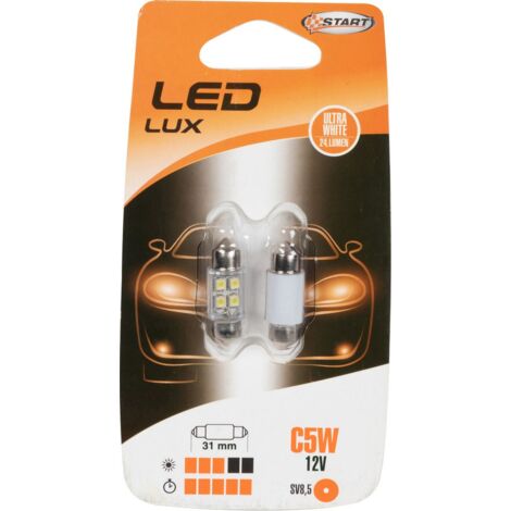 Lampadine siluro auto 6 Led 12V 1,5W due pezzi 31 mm illuminazione targa macchina