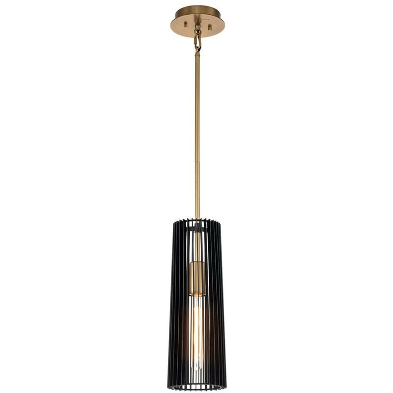 Image of Elstead - lampaggio impiante Quintatesse Linara E27 40W Acciaio, nero in ottone h: 45,3 cm Ø15,2 cm Altezza dimmerabile regolabile