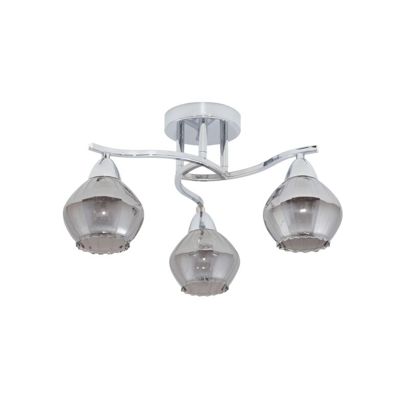 

Lampara 3xe14 Smoky Cromo Tulipa Cristal