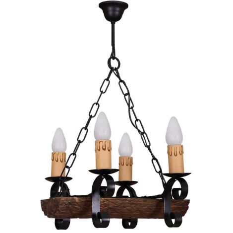 Lampara 4xe27 tronco negro/marron regx38x35 cm