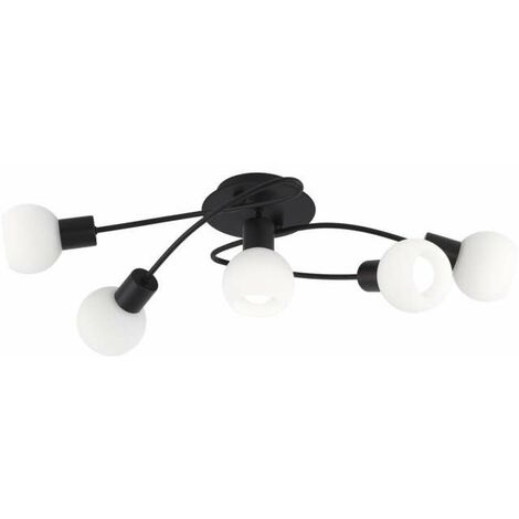 Lámpara a techo 5 luces Vera negro mate, 20cm(alto) 66cm(ancho) 21cm(largo)