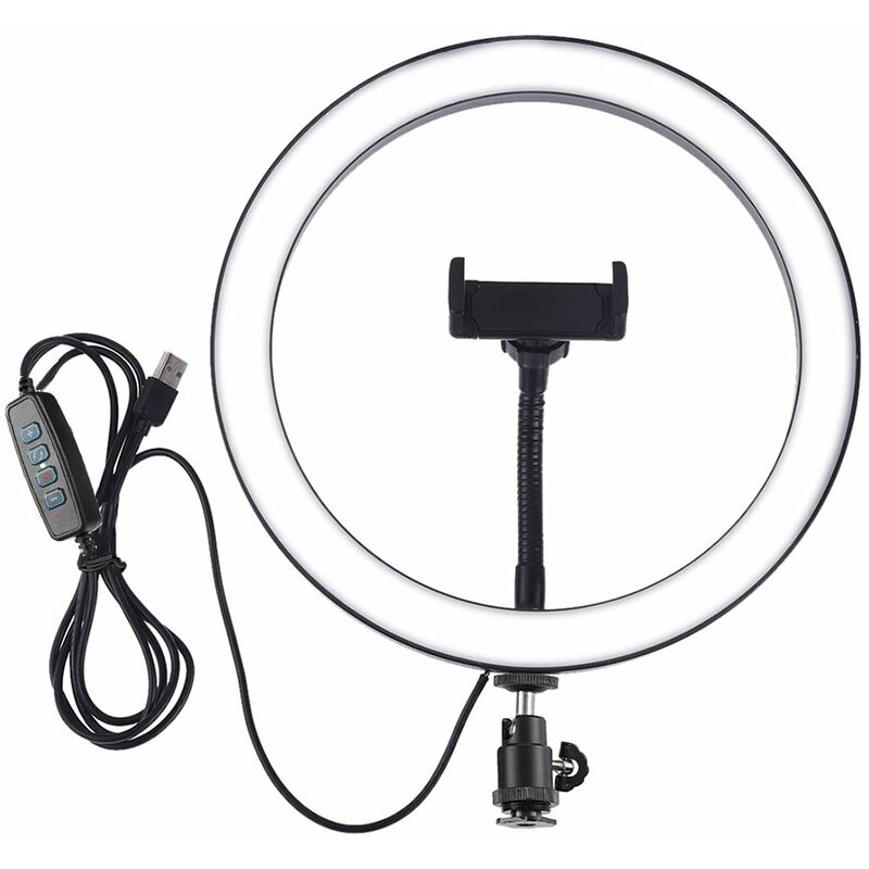 

Lampara ajustable de brillo de luz redonda LED Selfie regulable de 10 'para video de fotografia Selfie de transmision en vivo con soporte para