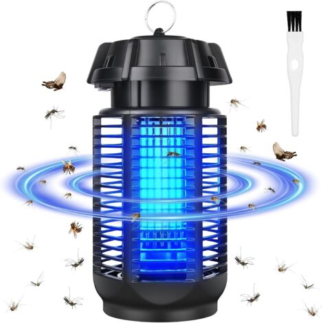 Lámpara Antimosquitos, 20W 3500V UV Mata Mosquitos, Mata Mosquitos con Cepillo Limpio Alcance Efectivo de 80m², IPX4 Impermeable, para Interior y Exterior Jardín