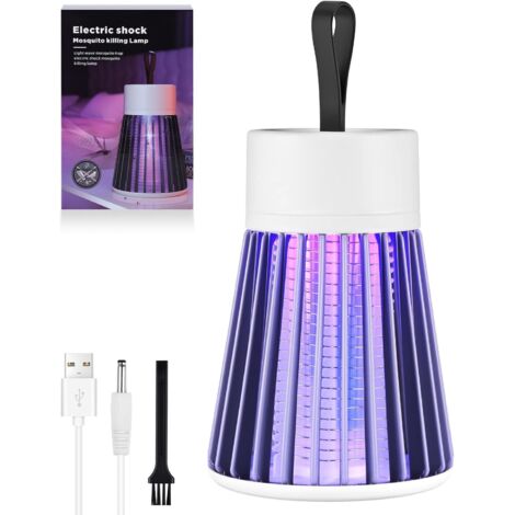 Lampara Antimosquitos Exterior, USB Recargable Lámpara Eléctrica para Moscas, Portátil Repelente de Mosquitos para Interiores para Dormitorio Cocina Patio Oficina (Modelo de Carga Gris)