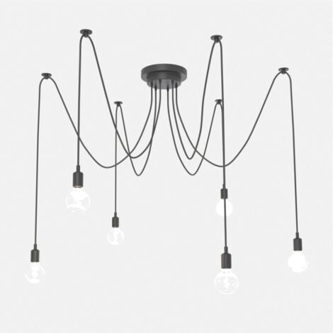 Lámpara Araña Colgante Negra "Lumière" Para 6 Bombillas E27 – - Negro