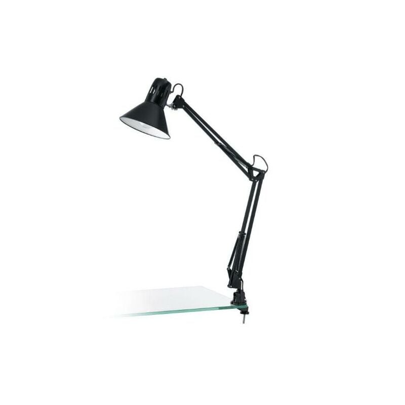 Eglo - Lámpara de sobremesa de sobremesa con brazo articulado orientable, abrazadera y casquillo E27, color negro.