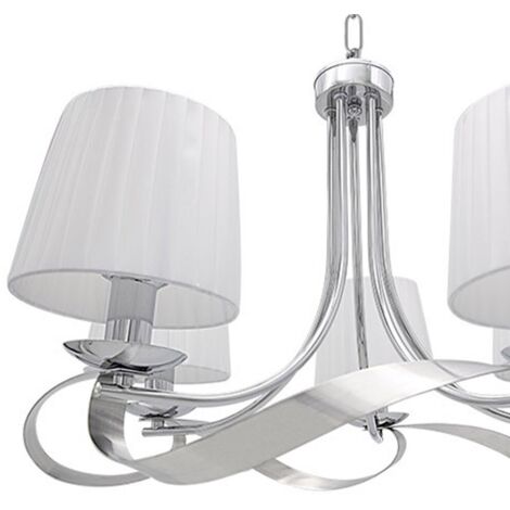 Lampara Baeza 5xe14 Cromo Pantalla Blanca Regx55x55 Cm