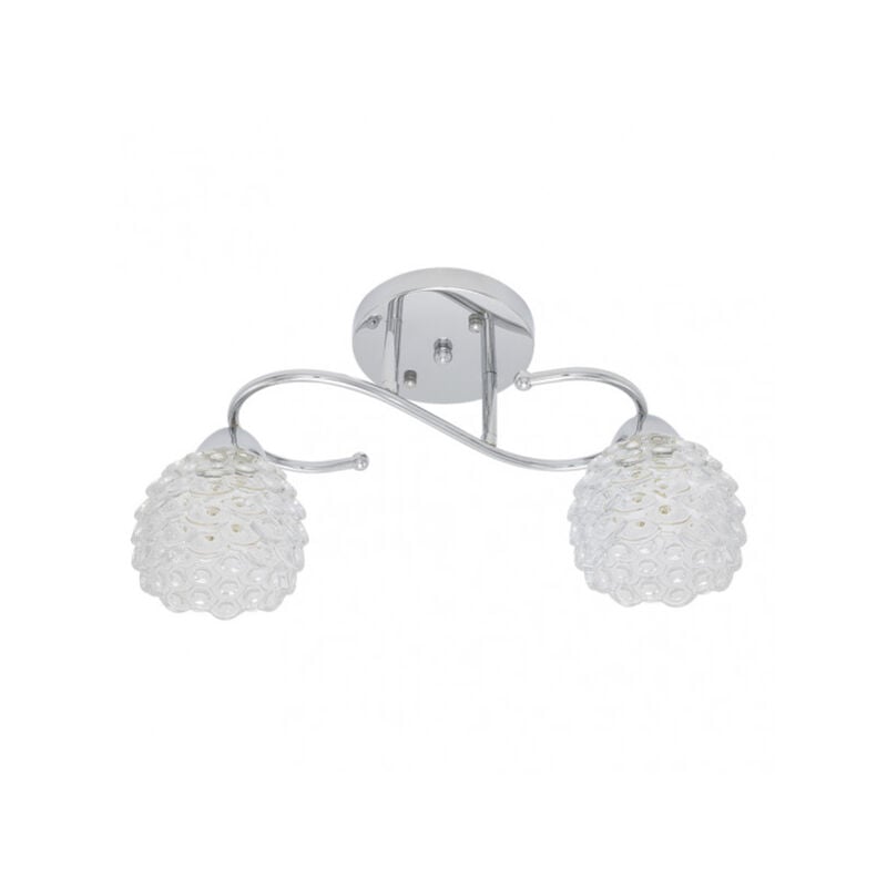 Fabrilamp - bagan lustre chromé à deux lumières avec abat-jour en verre