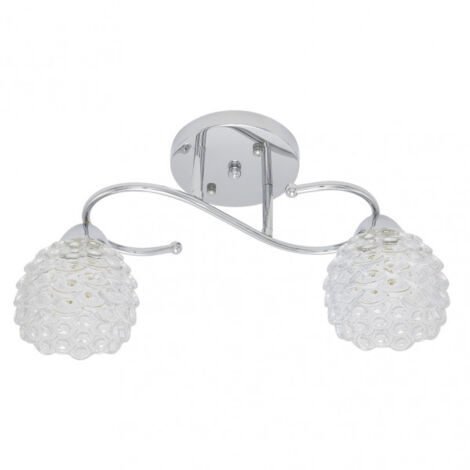 Lampara BAGAN cromo dos luces con tulipas de cristal Fabrilamp