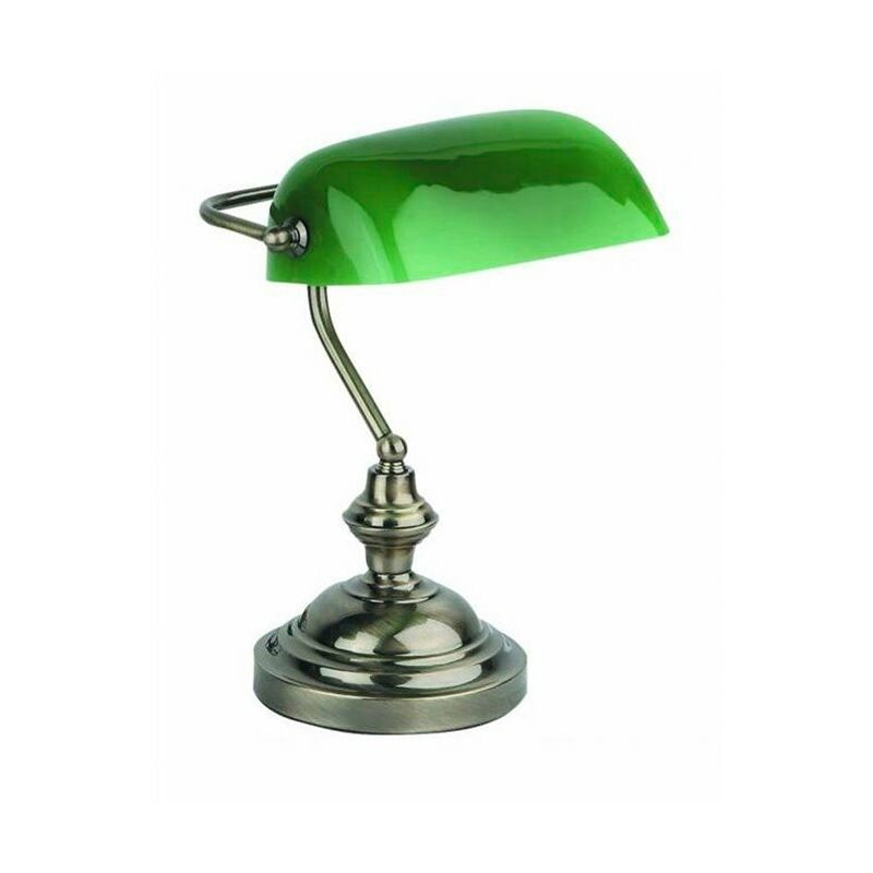

Lampara de sobremesa Faro Barcelona 68334 BANKER Oro viejo/verde