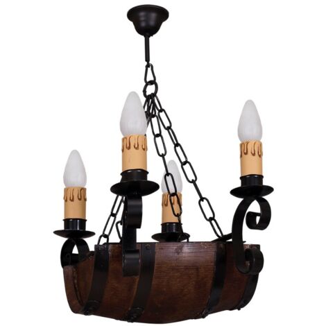 Lámpara Barril. 4 Luces. Dimensiones (66x33cm).