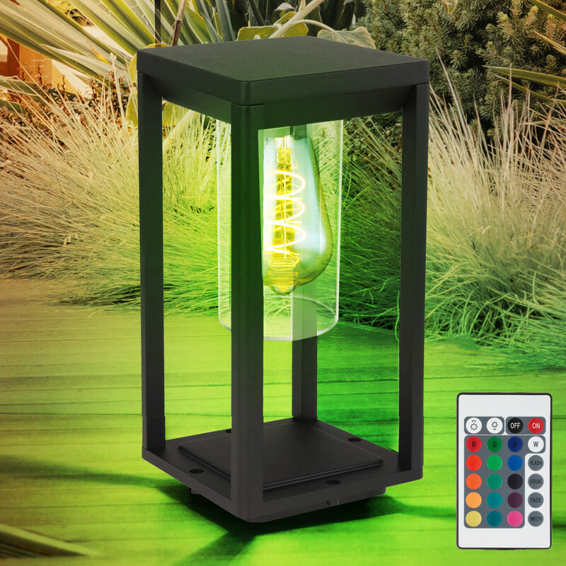 

Luz de base de jardín control remoto decoración de jardín negra lámpara exterior de pie regulable angular en un juego que incluye bombillas LED RGB