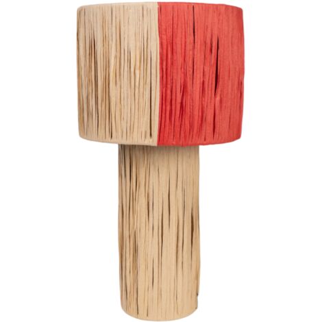 Lampara Base Natural Pantalla Colores Cuerda