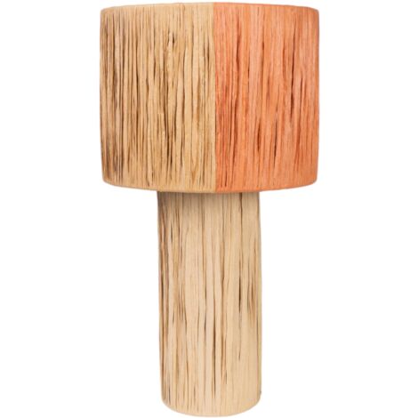 Lampara Base Natural Pantalla Colores Cuerda
