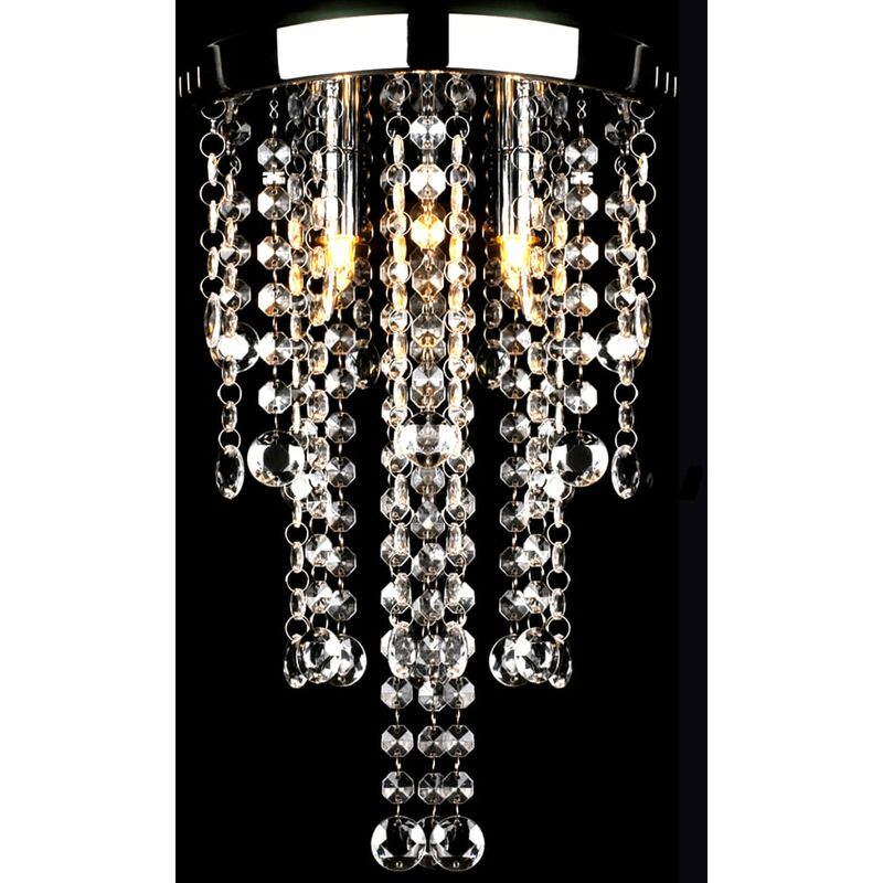 

Lámpara blanca colgante de metal con adornos de cristal